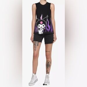 Hot Topic Kuromi Sanrio Flames Muscle Shirt Tank  Sleeveless size Small